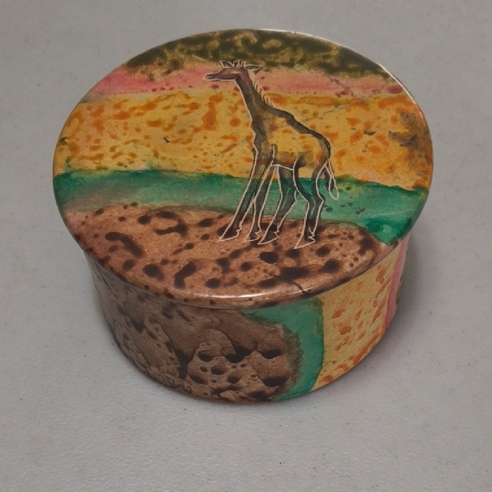 Kisii Stone Giraffe Carving Trinket Box Art Piece
